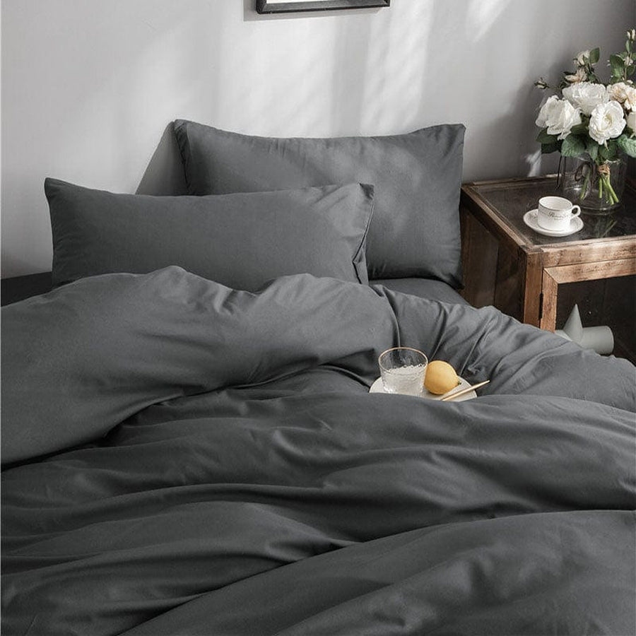 Bedding Set – Cotton Plain – Charcoal