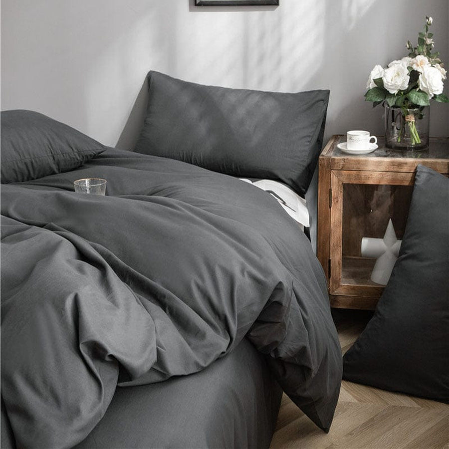 Bedding Set – Cotton Plain – Charcoal