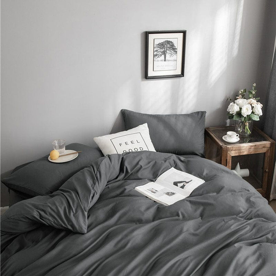 Bedding Set – Cotton Plain – Charcoal