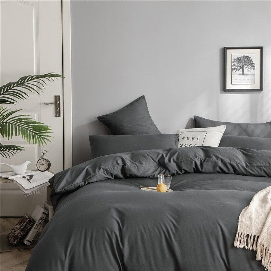 Bedding Set – Cotton Plain – Charcoal