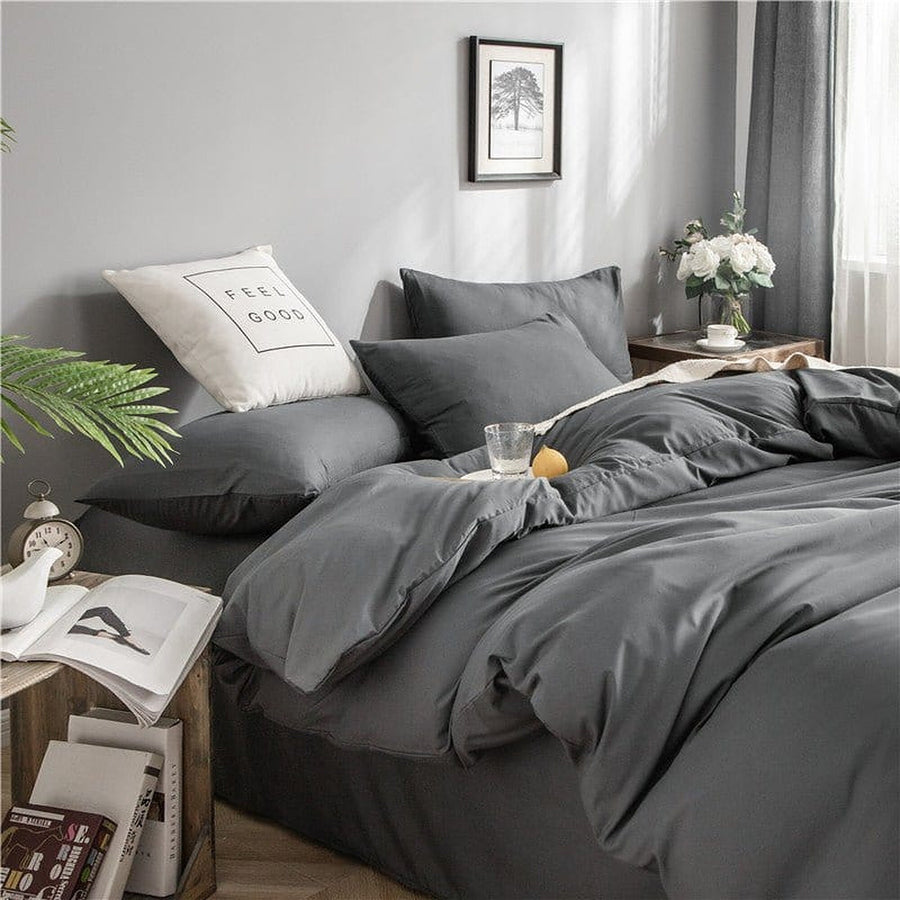 Bedding Set – Cotton Plain – Charcoal