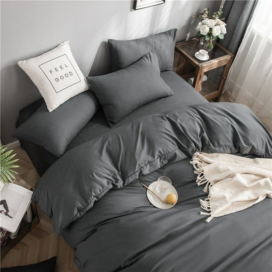 Bedding Set – Cotton Plain – Charcoal