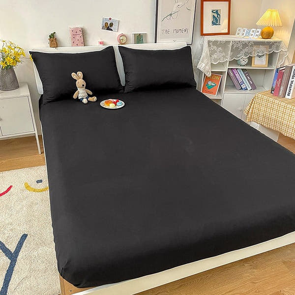 Fitted Sheet – Cotton Plain – Ink Black
