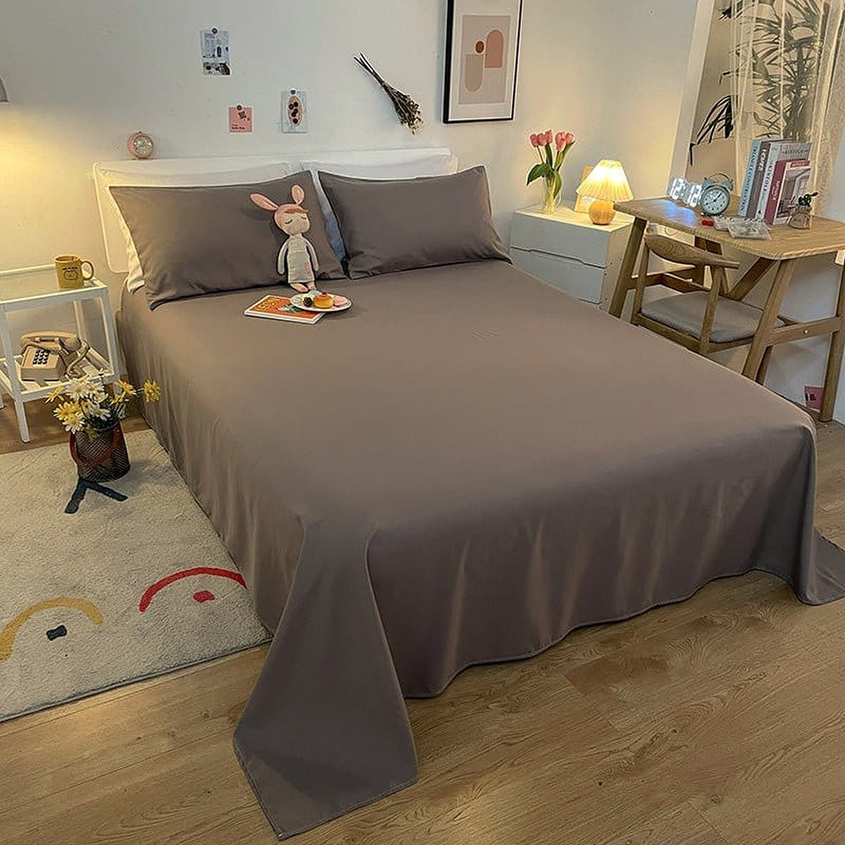 Fitted Sheet – Cotton Plain – Warm Stone