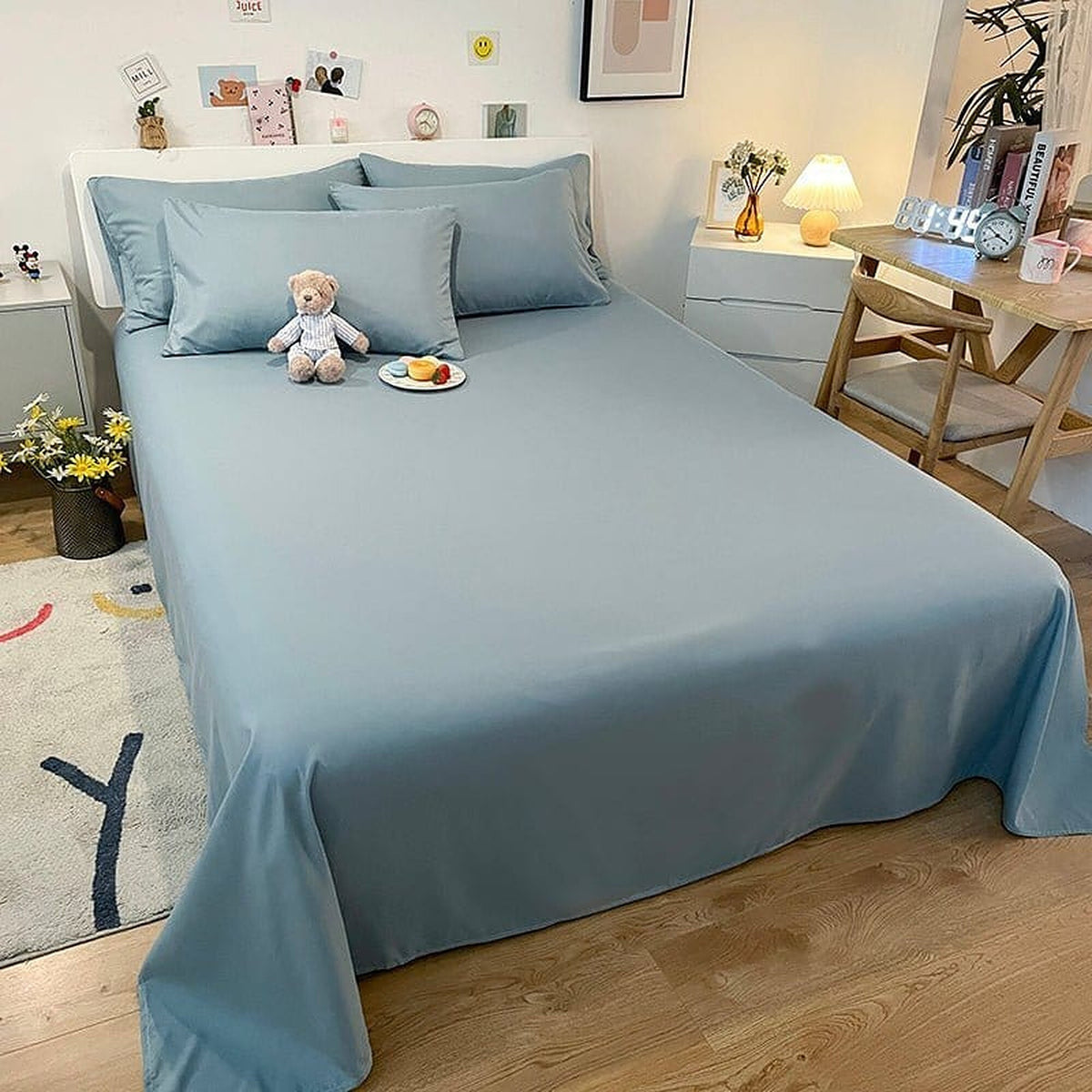 Fitted Sheet – Cotton Plain – Sky Mist