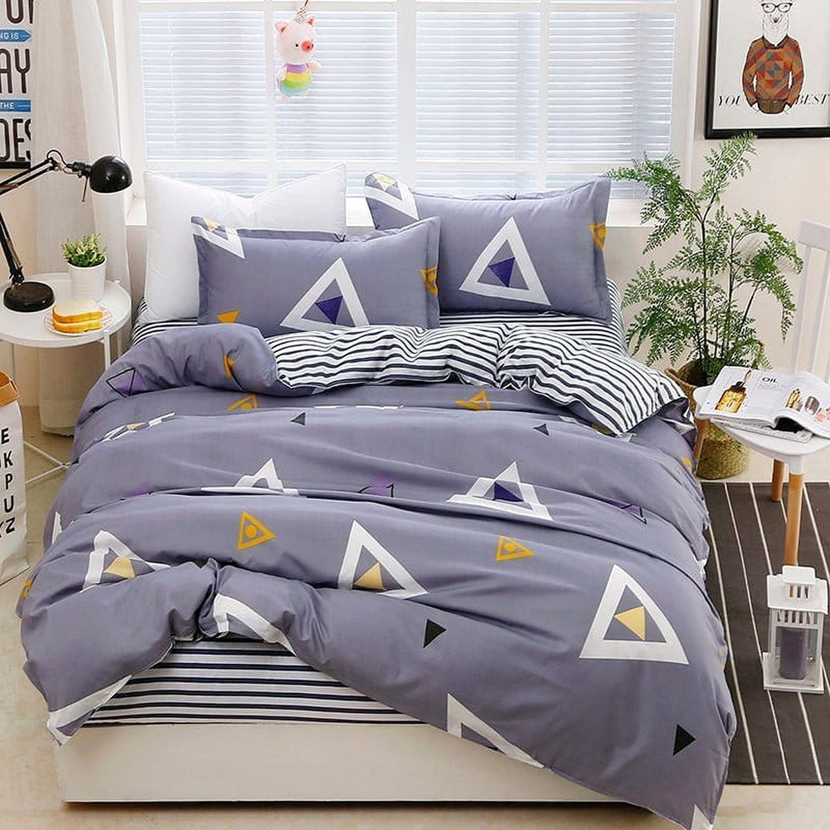Bedding Set – Geometric Triangle – Lavender Mist