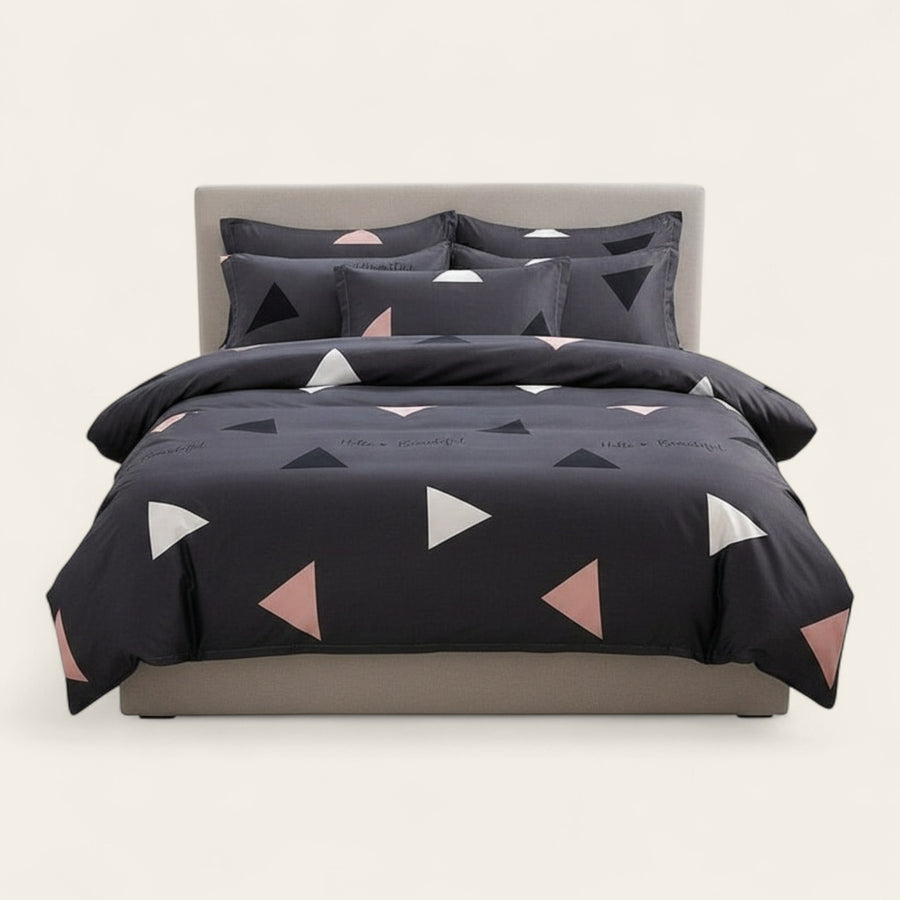 Bedding Set – Geometric Triangle – Midnight Navy