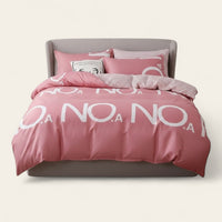 Bedding Set – Letter Print – Soft Blush