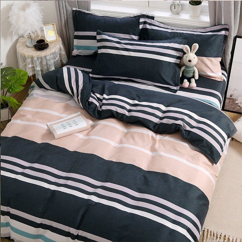 Bedding Set – Striped Block – Midnight Navy