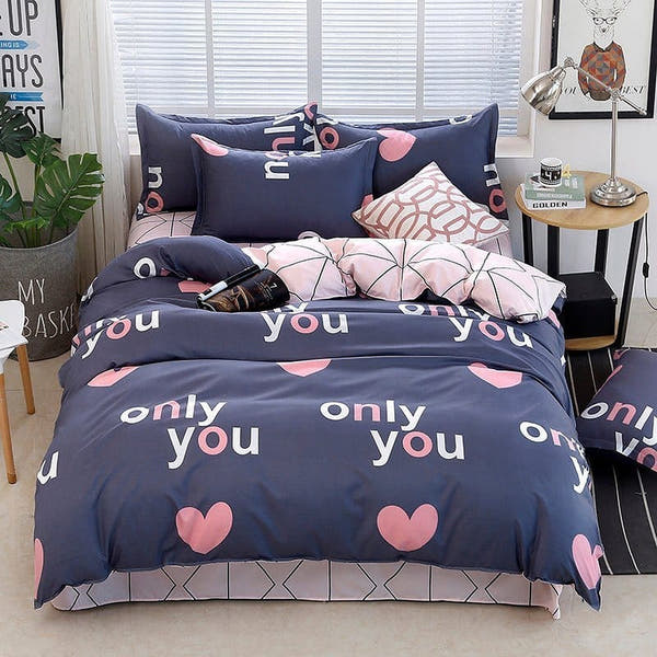 Bedding Set – Only You Print – Midnight Navy