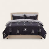 Bedding Set – Paris Eiffel Print – Midnight Navy