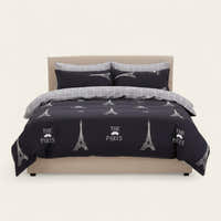 Bedding Set – Paris Eiffel Print – Midnight Navy