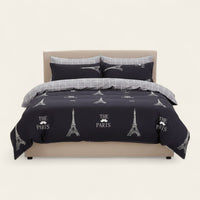 Bedding Set – Paris Eiffel Print – Midnight Navy