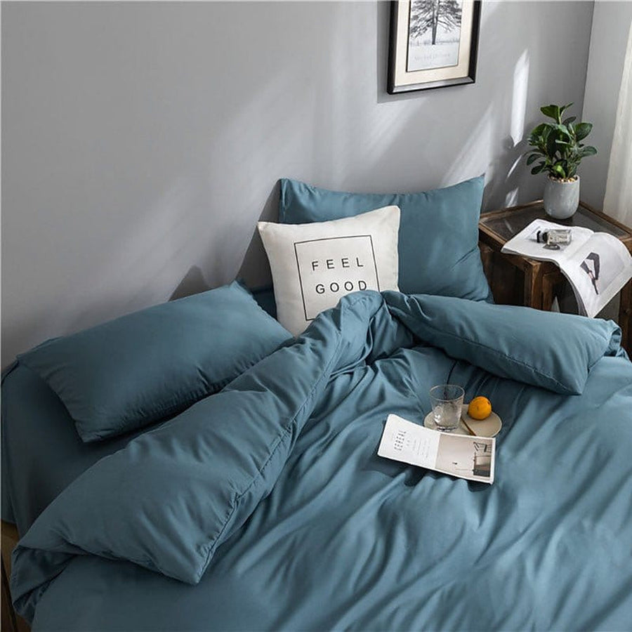 Bedding Set – Cotton Plain – Stormy Blue