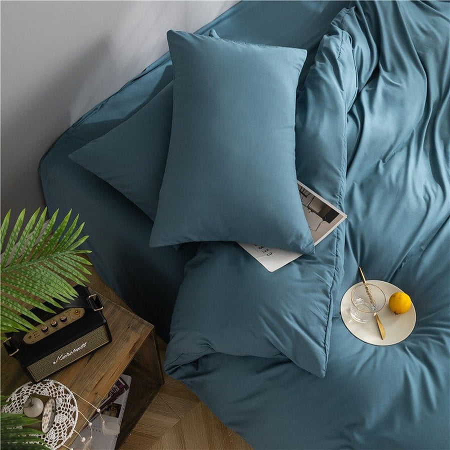 Bedding Set – Cotton Plain – Stormy Blue