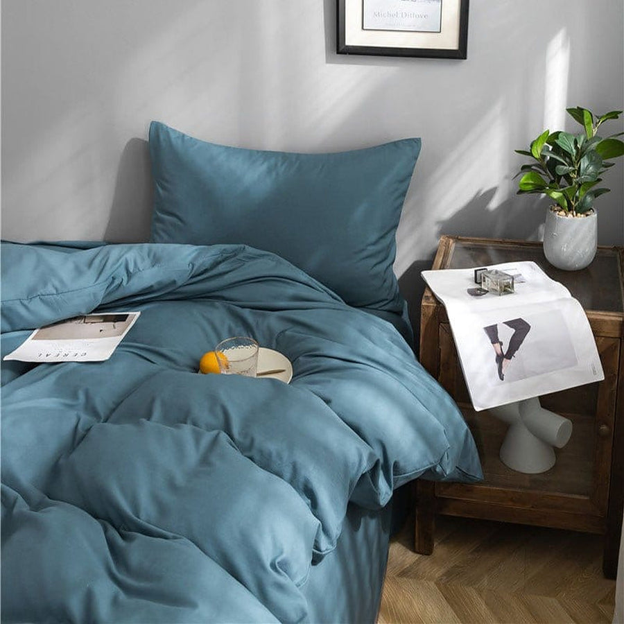 Bedding Set – Cotton Plain – Stormy Blue