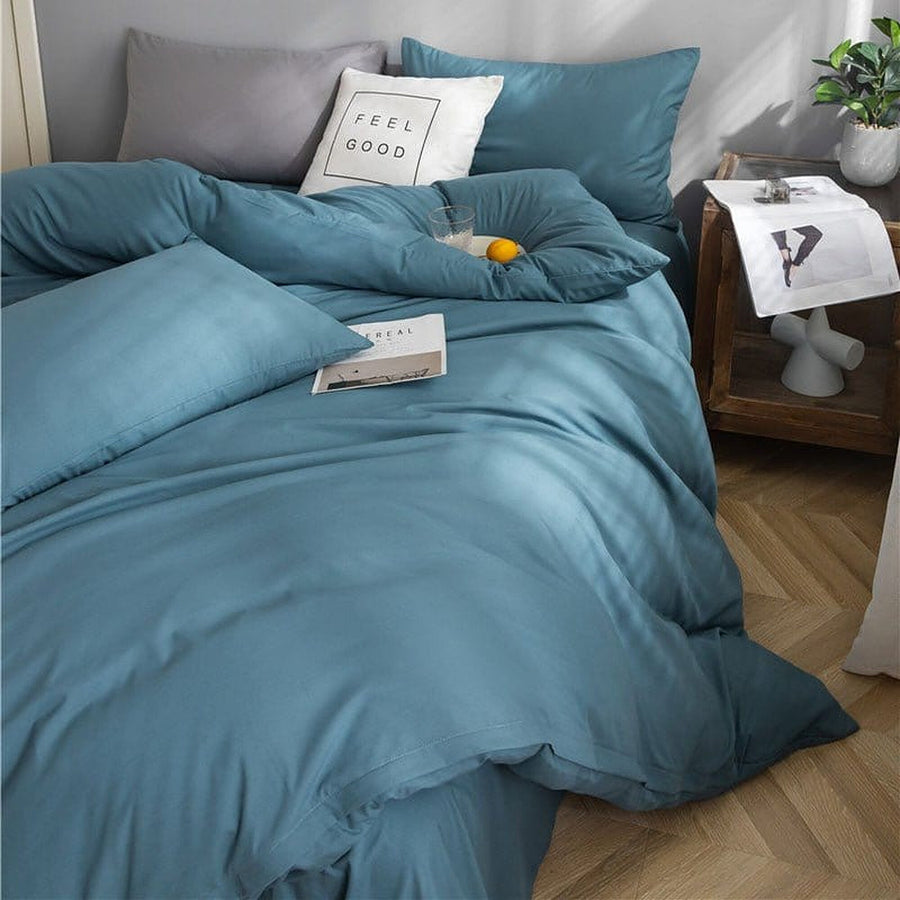 Bedding Set – Cotton Plain – Stormy Blue