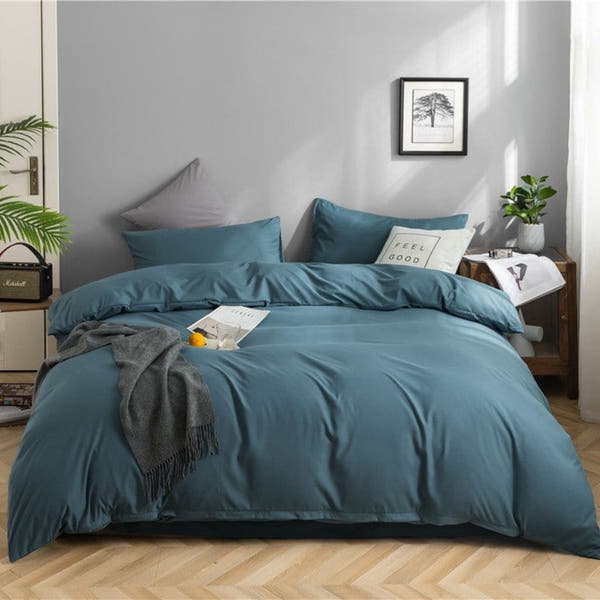 Bedding Set – Cotton Plain – Stormy Blue