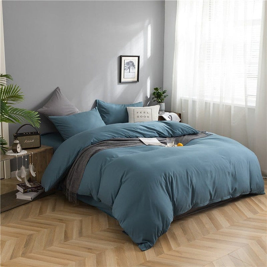 Bedding Set – Cotton Plain – Stormy Blue