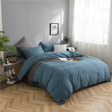 Bedding Set – Cotton Plain – Stormy Blue