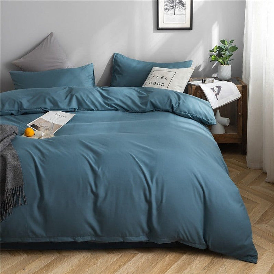 Bedding Set – Cotton Plain – Stormy Blue