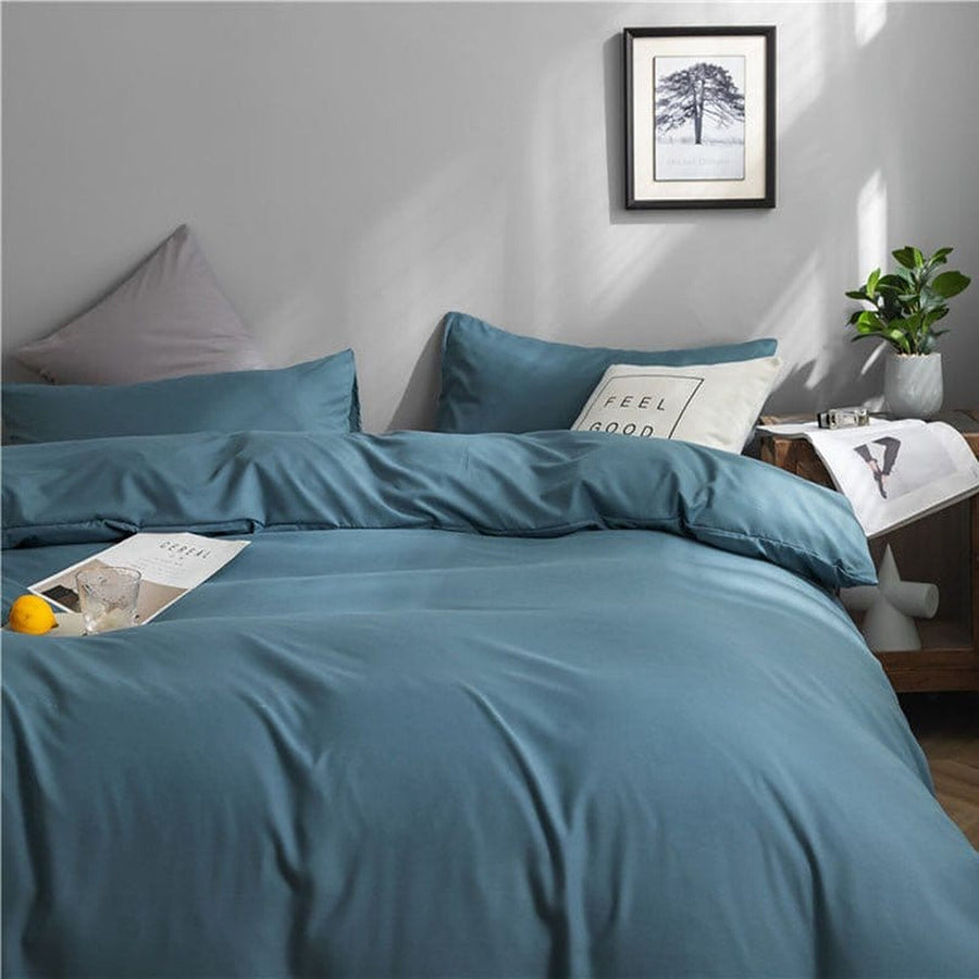 Bedding Set – Cotton Plain – Stormy Blue