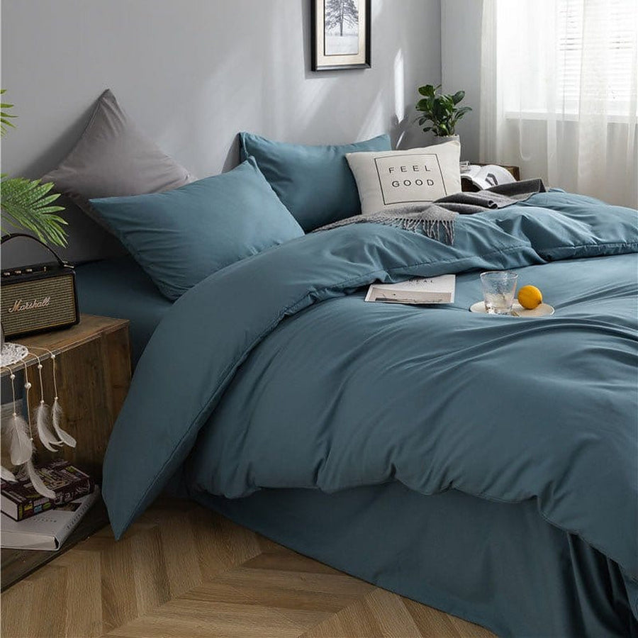 Bedding Set – Cotton Plain – Stormy Blue