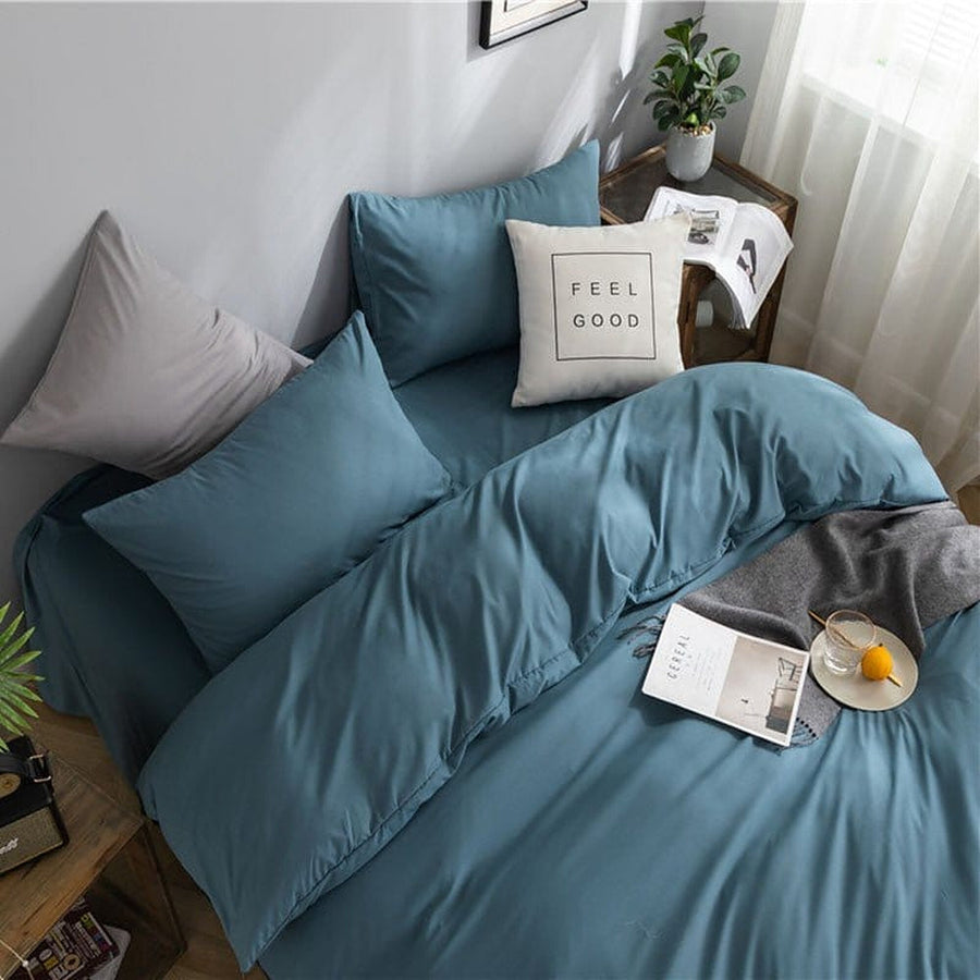 Bedding Set – Cotton Plain – Stormy Blue