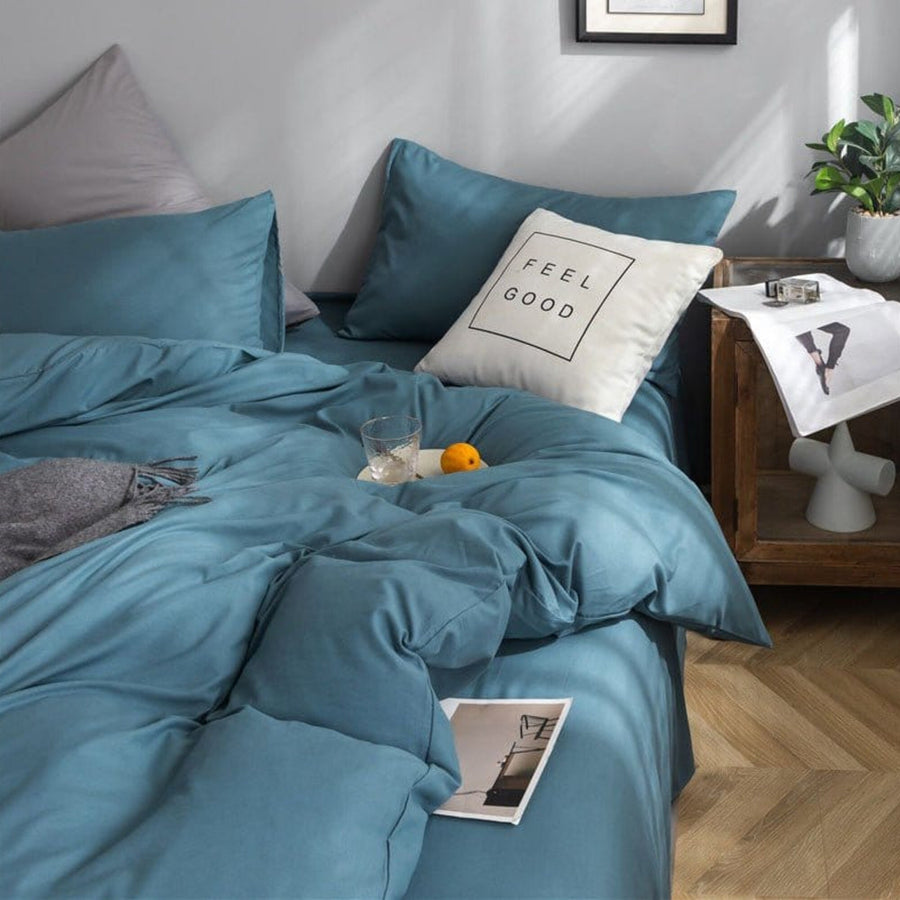 Bedding Set – Cotton Plain – Stormy Blue