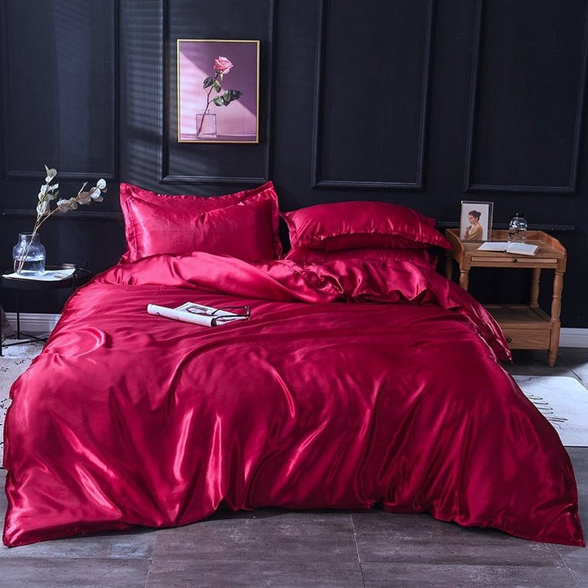 Bedding Set – Satin – Cherry