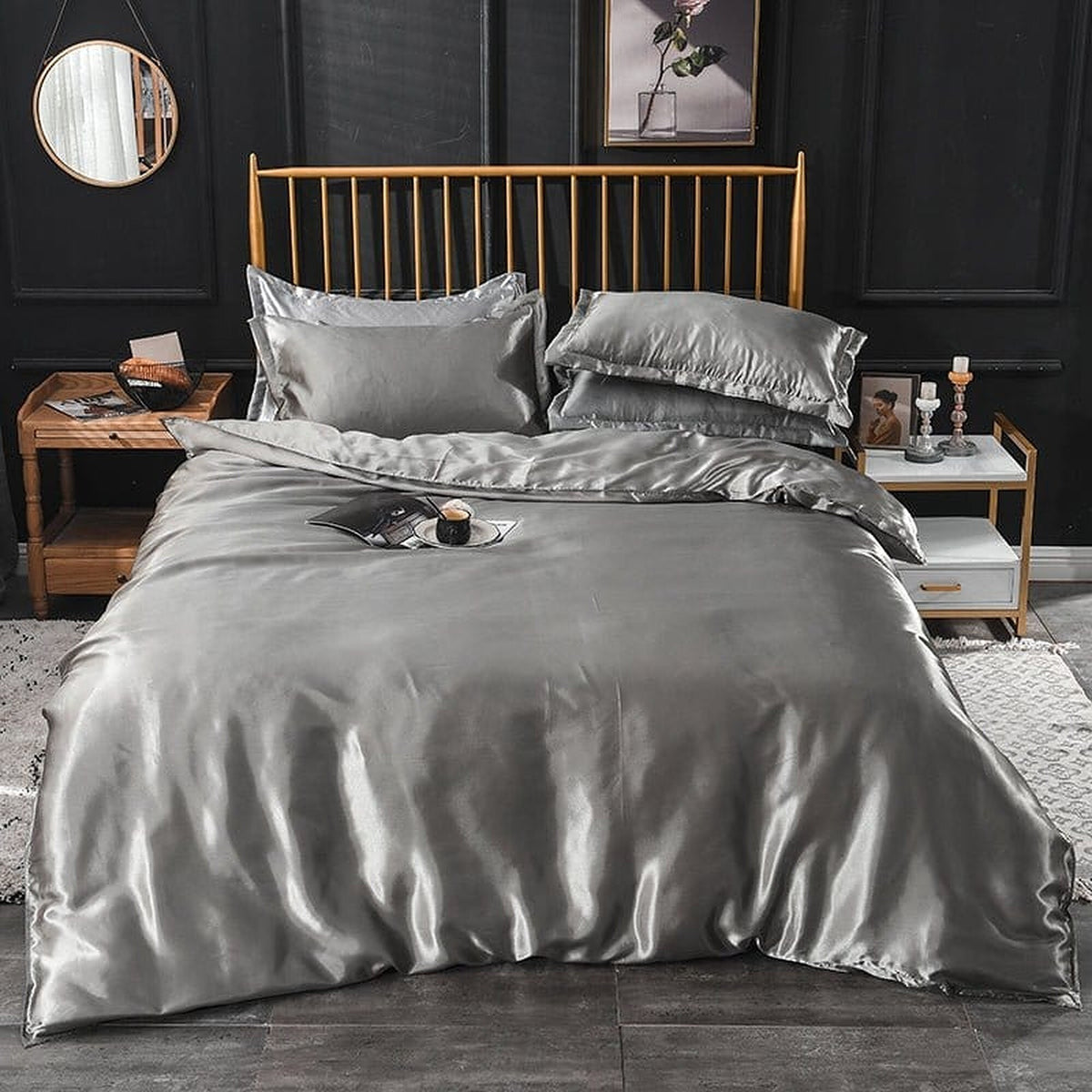 Bedding Set – Satin – Pearl Grey