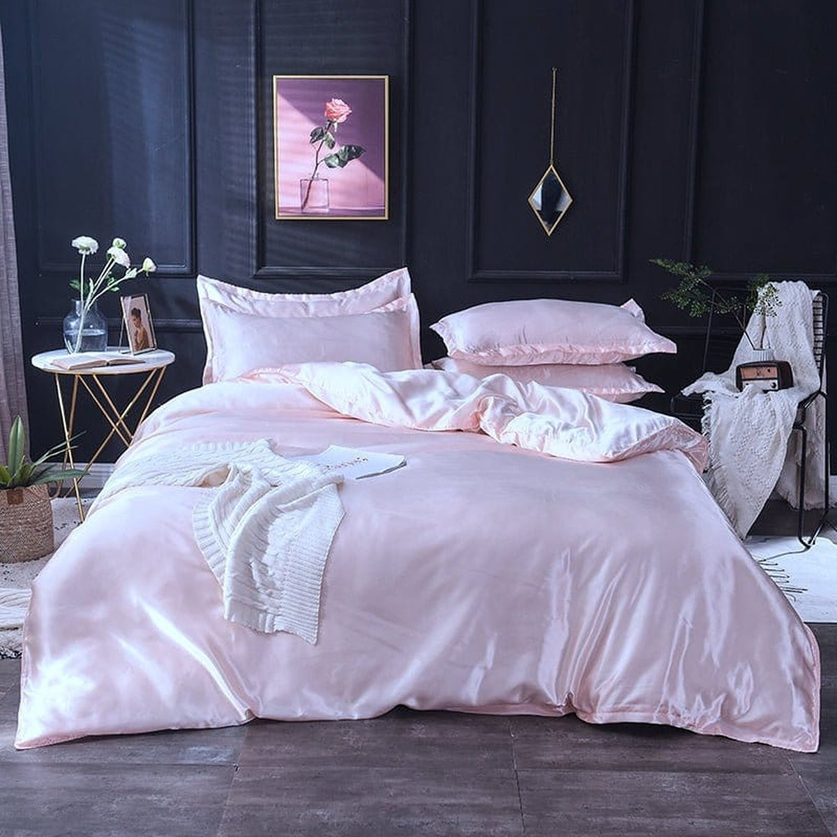 Bedding Set – Satin – Pearl White