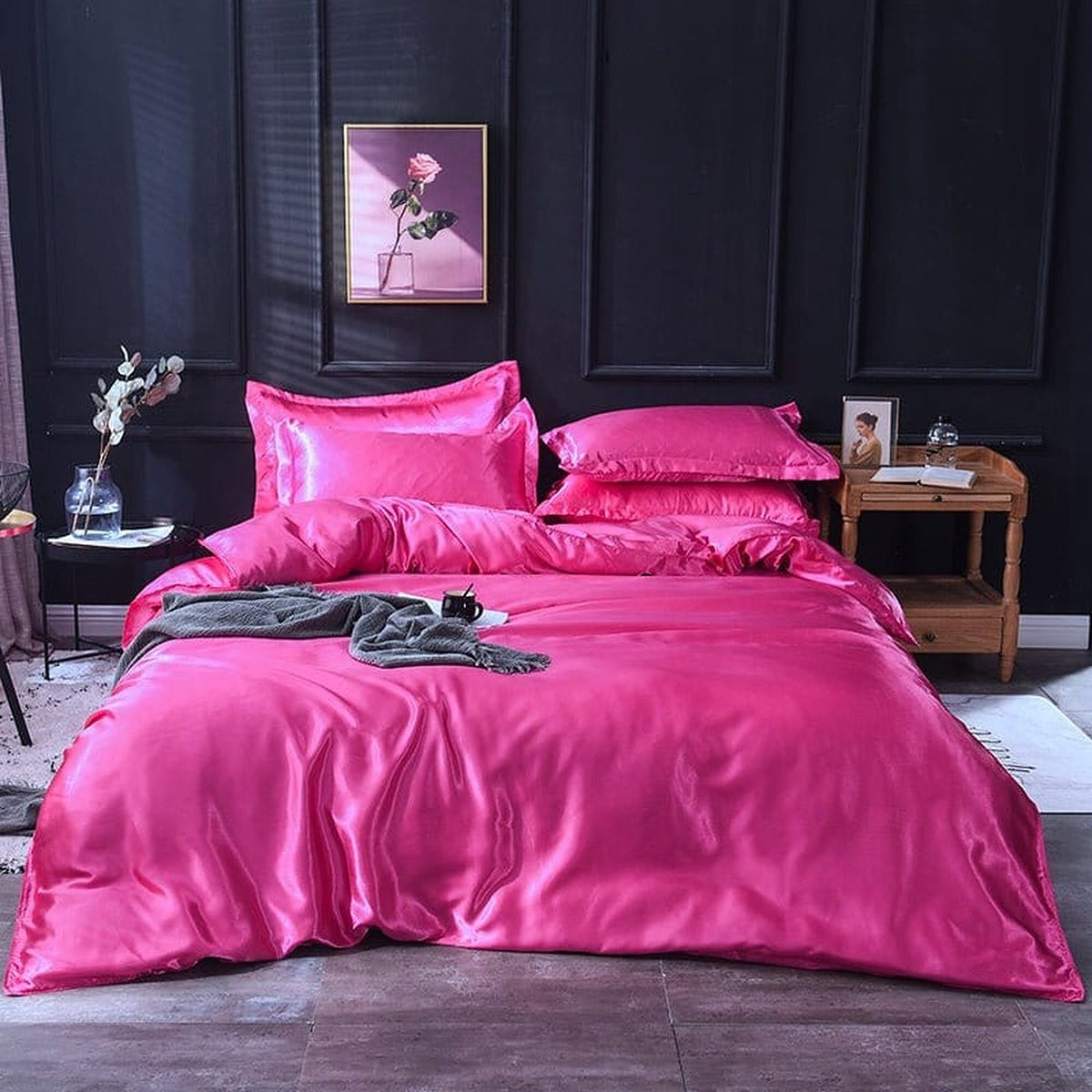 Bedding Set – Satin – Magenta
