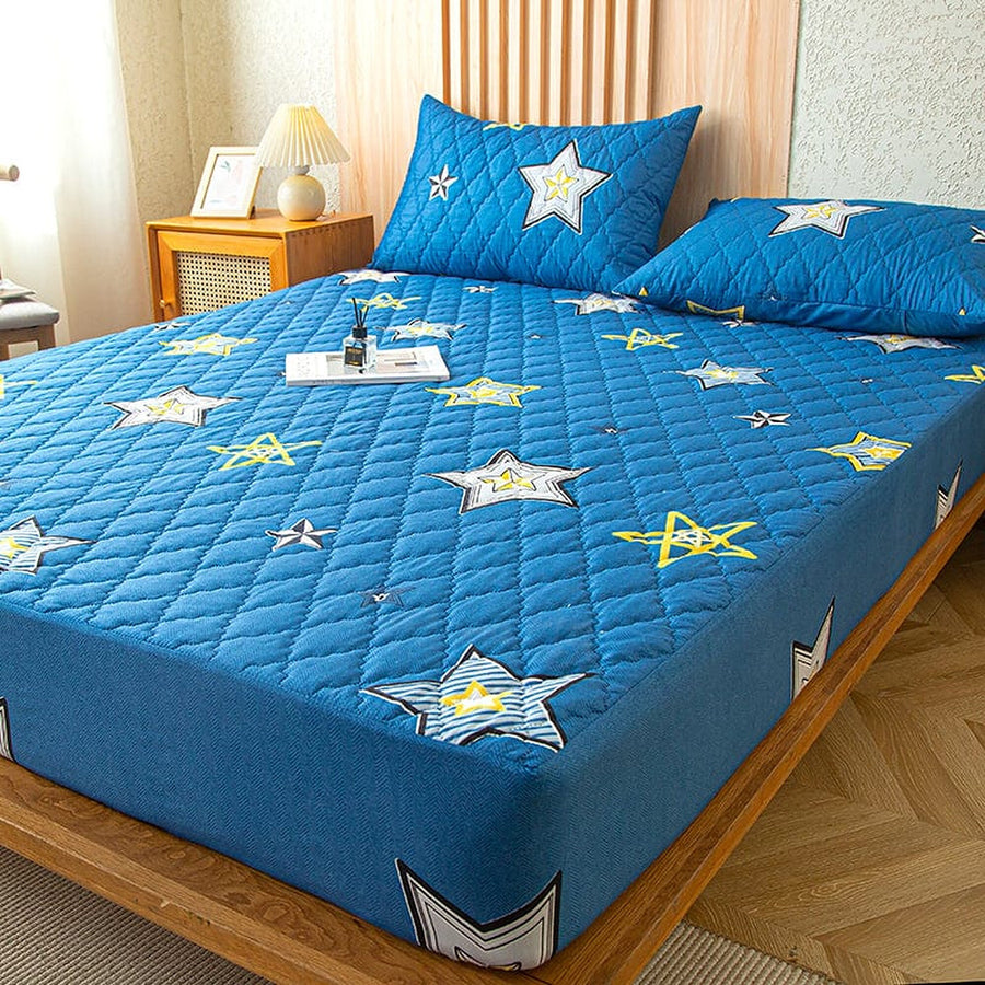 Fitted Sheet – Star Print – Stormy Blue