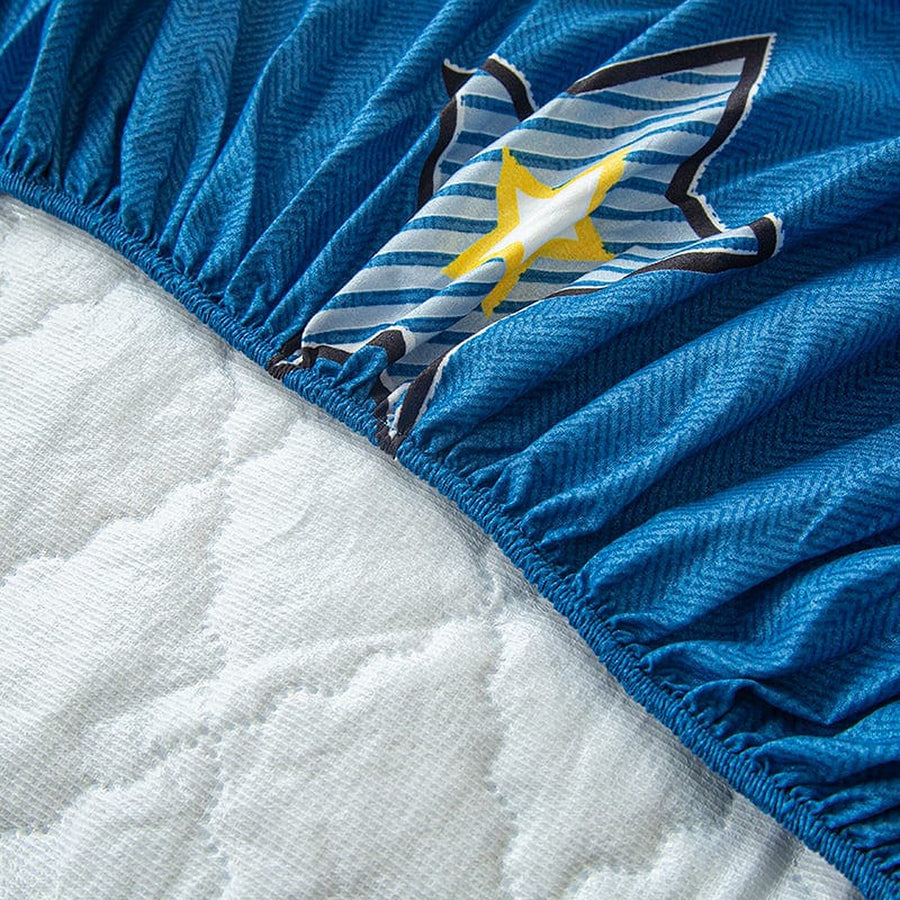 Fitted Sheet – Star Print – Stormy Blue