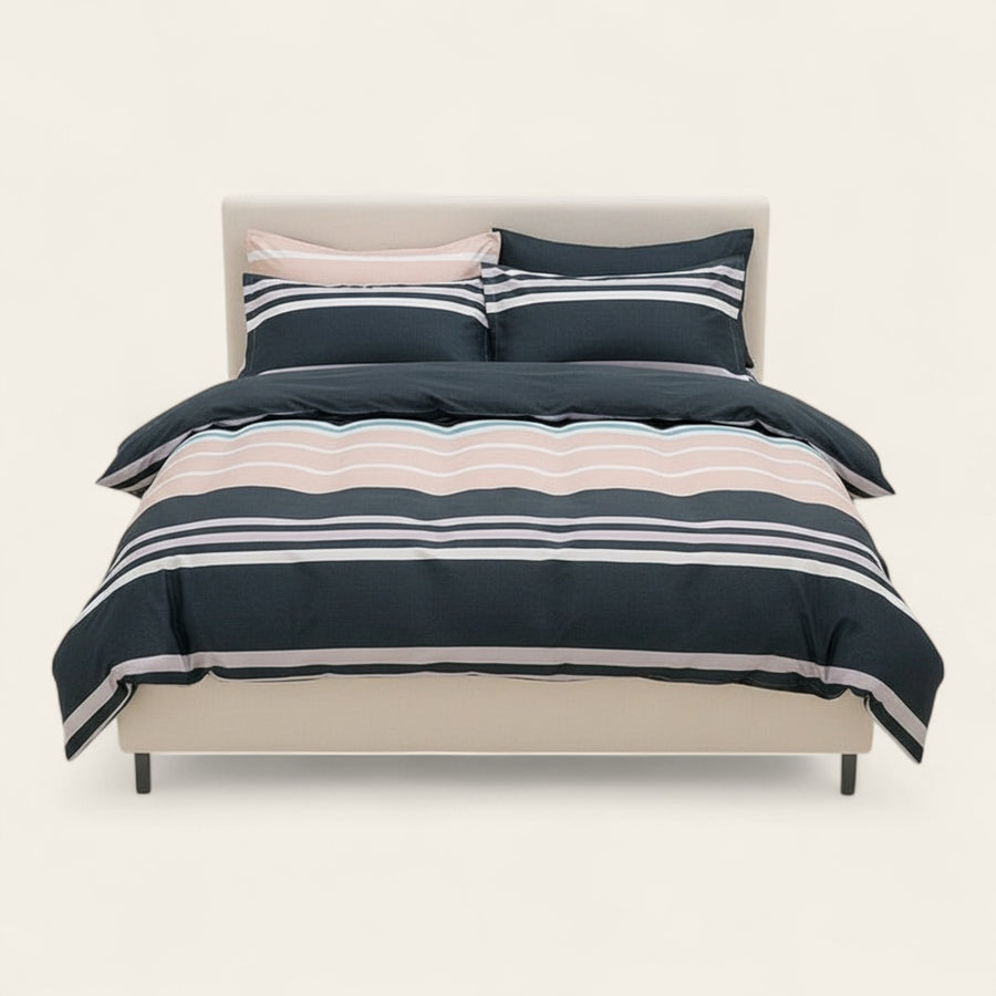 Bedding Set – Striped Block – Midnight Navy
