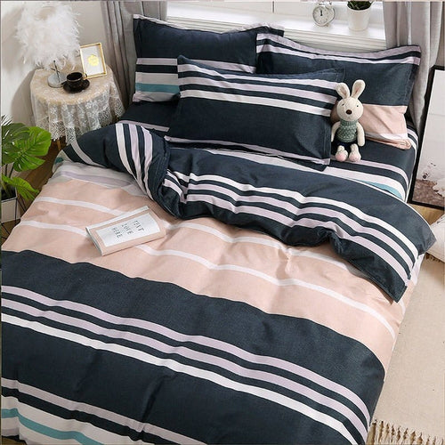 Bedding Set – Striped Block – Midnight Navy