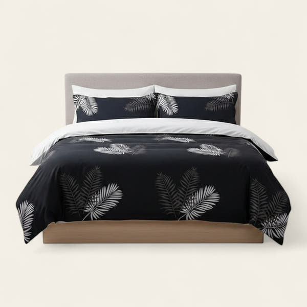 Bedding Set – Tropical Palm – Ink Black