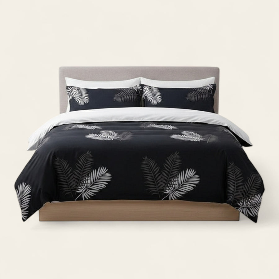 Bedding Set – Tropical Palm – Ink Black