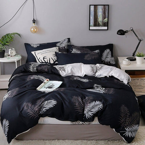 Bedding Set – Tropical Palm – Ink Black