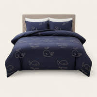 Bedding Set – Whale Print – Midnight Navy