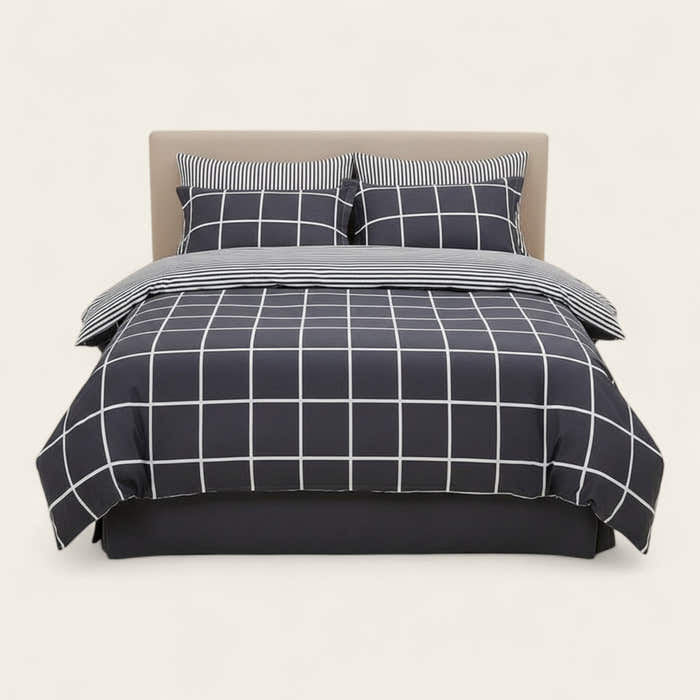Bedding Set – Windowpane Check – Midnight Navy