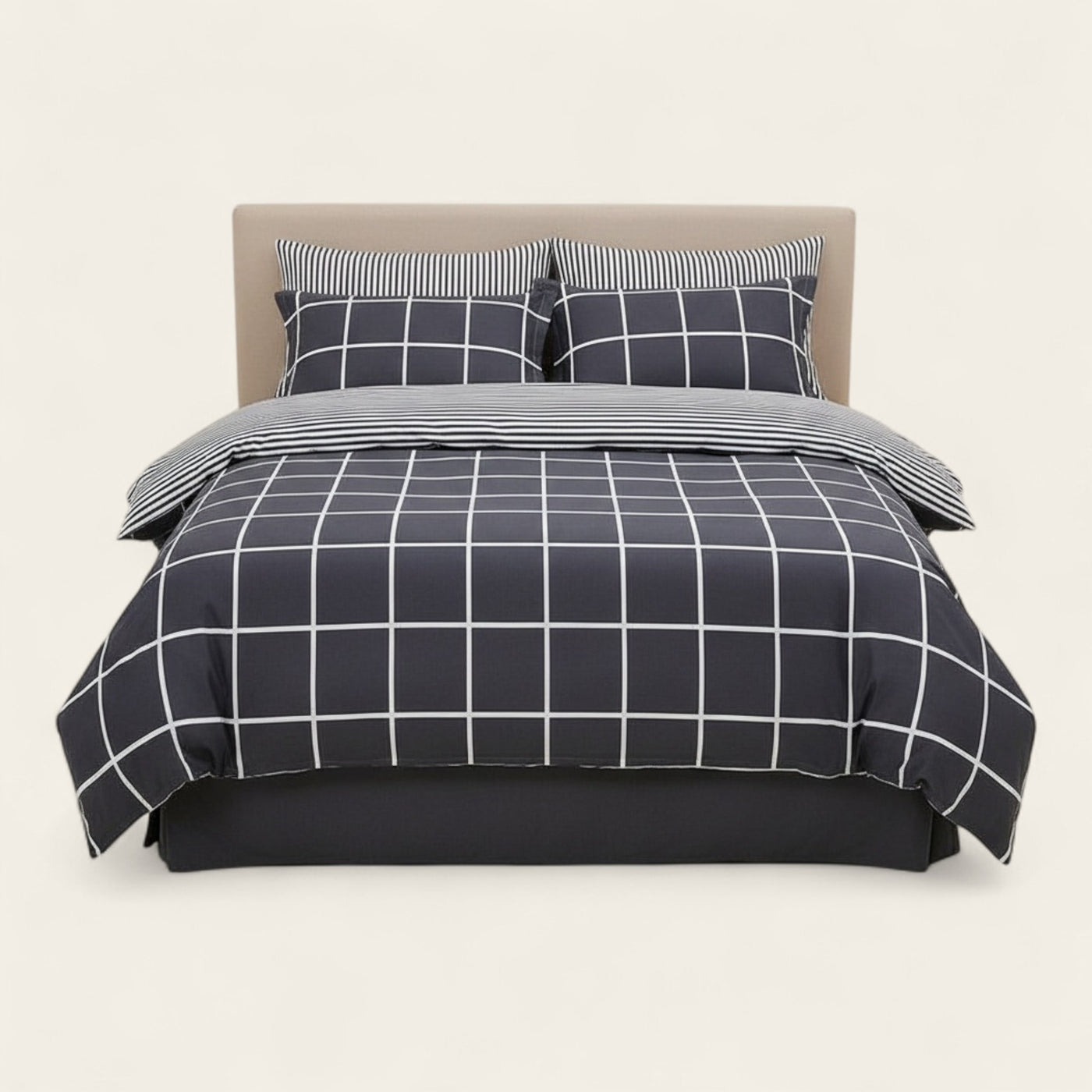 Bedding Set – Windowpane Check – Midnight Navy