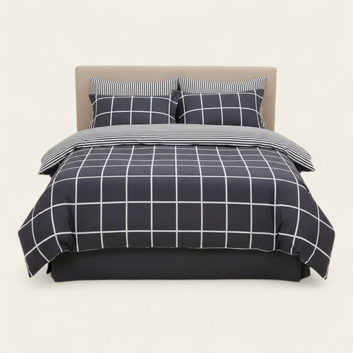 Bedding Set – Windowpane Check – Midnight Navy