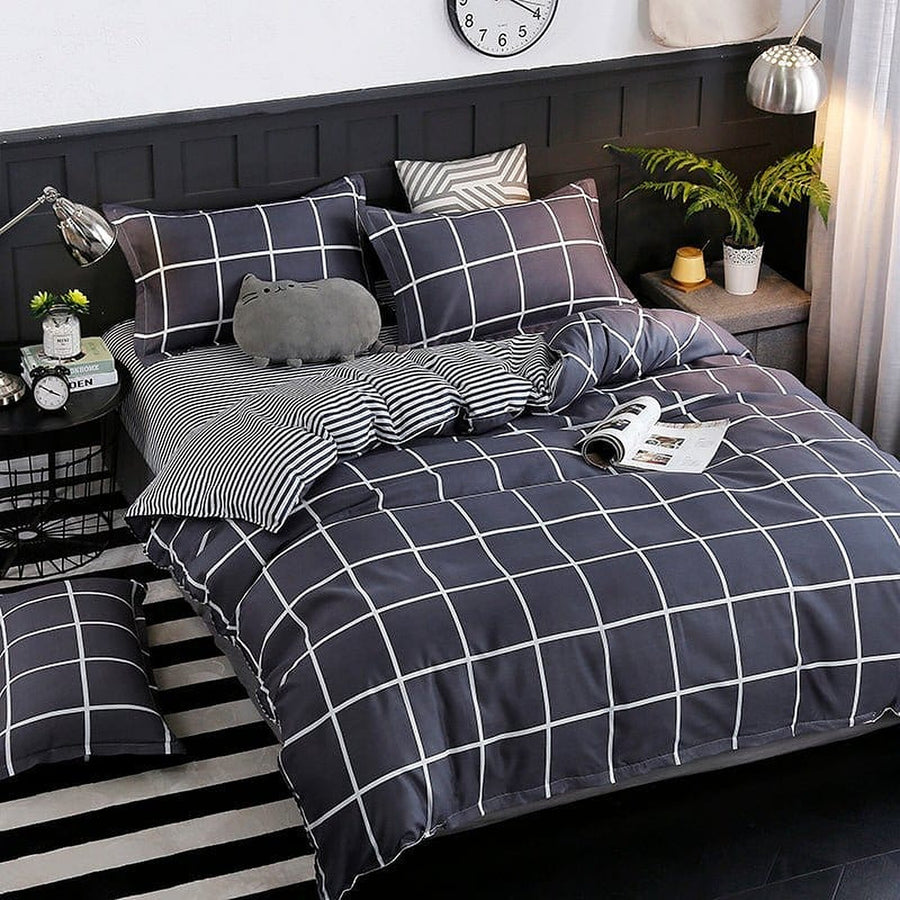 Bedding Set – Windowpane Check – Midnight Navy