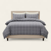 Bedding Set – Windowpane Check – Pearl Grey