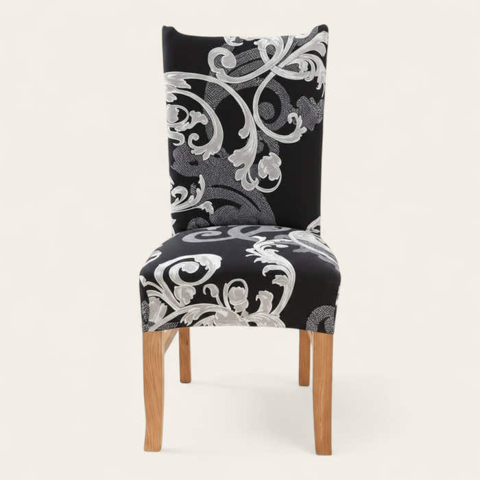 Chair Cover – Baroque Damask – Ink Black