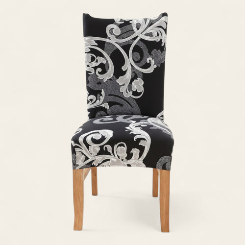 Chair Cover – Baroque Damask – Ink Black
