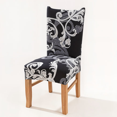Chair Cover – Baroque Damask – Ink Black
