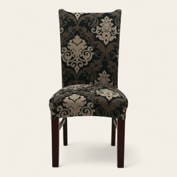 Chair Cover – Damask Print – Bronze & Black
